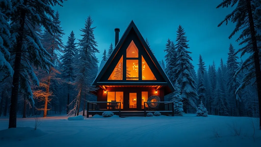 A high-resolution wide shot of a modern Canadian A-frame cot