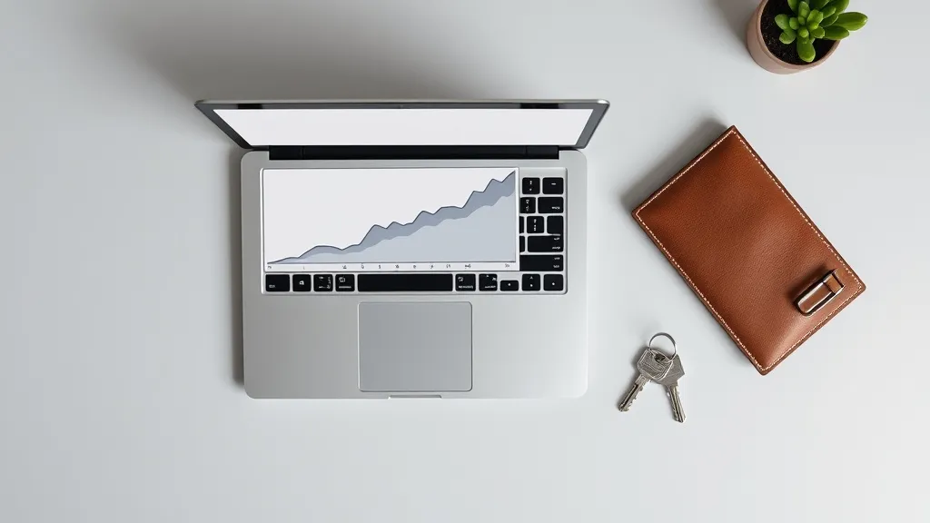 A minimalist, top-down view of a clean workspace with a lapt