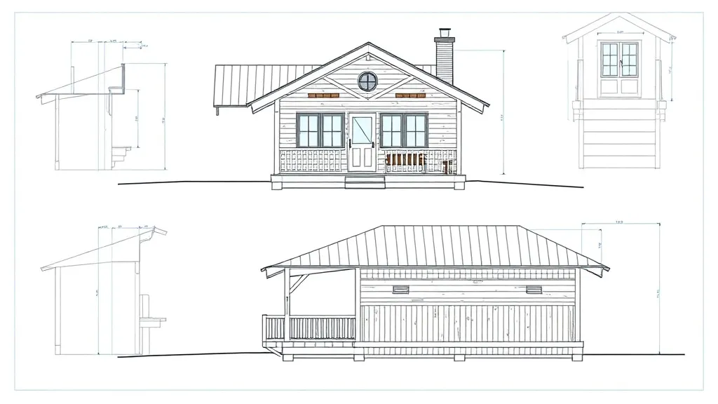 A detailed technical architectural drawing of a modern woode