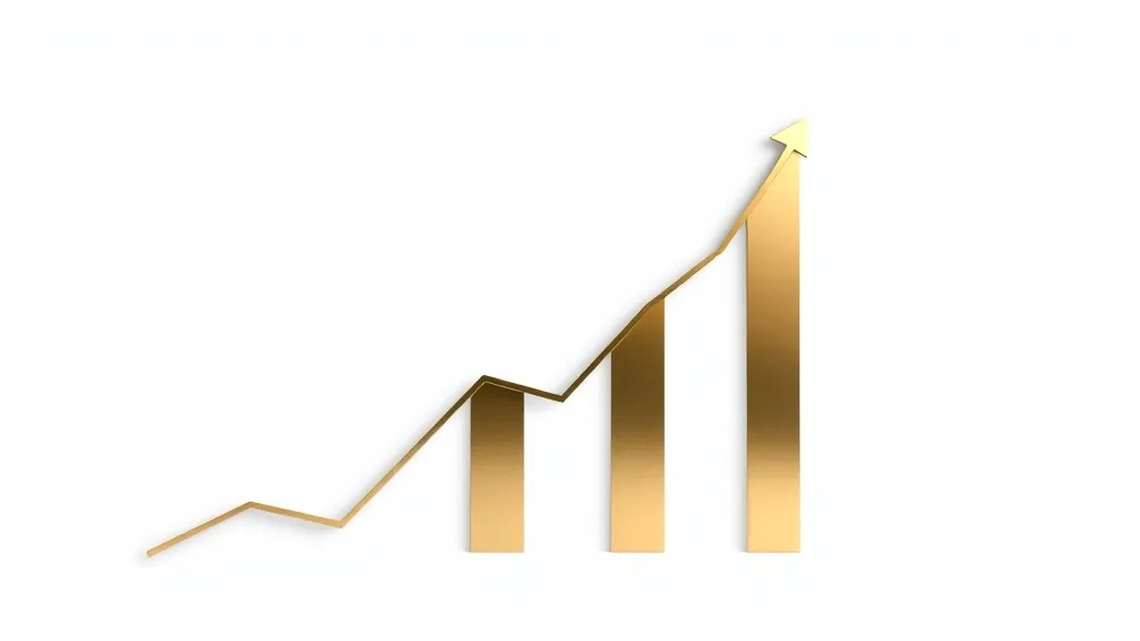 A minimalist financial chart showing upward growth on a clea