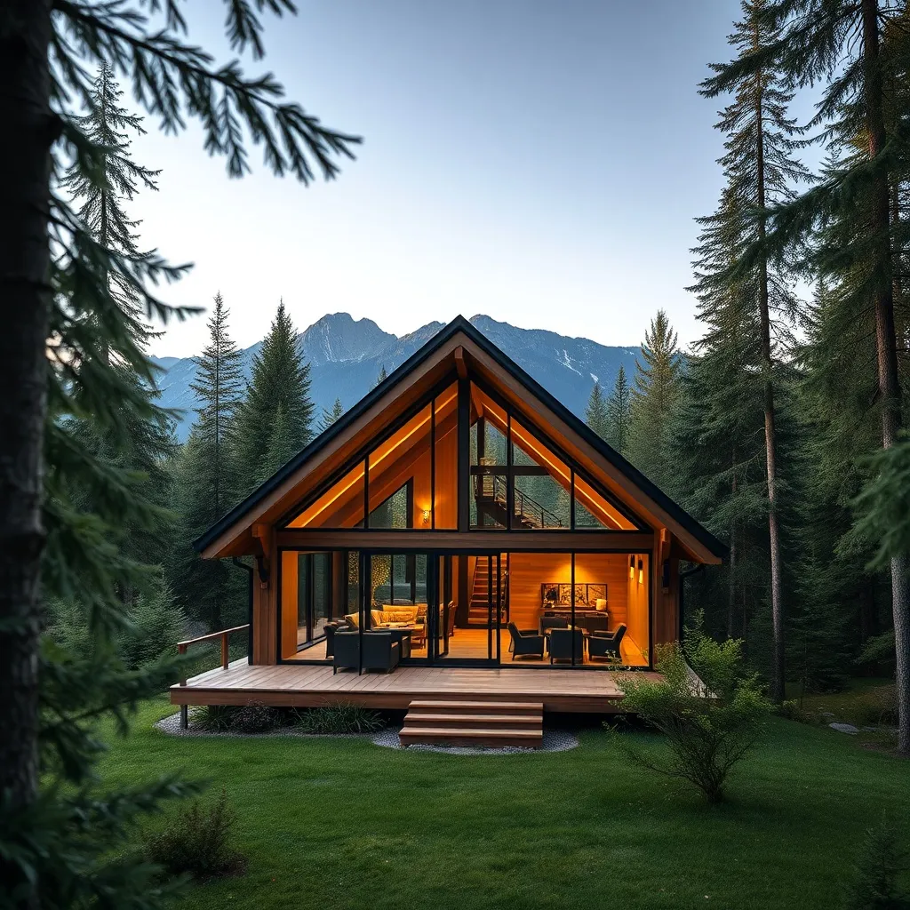 A high-quality architectural photo of a modern wood and glas